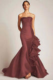Strapless Black Mermaid Satin Formal Dress