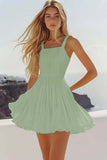 White A Line Short Pleated Short Graduation Dress