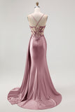 Corset Champagne Mermaid Beaded Long Prom Dress