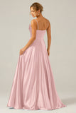 Dusty Sage A Line Cowl Neck Satin Long Prom Dress with Pleated