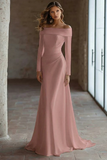 Off The Shoulder Ivory Long Sleeve Wedding Dress