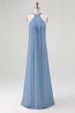 White Sheath Halter Chiffon Long Boho Beach Dress