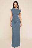 Plum Mermaid Ruched One Shoulder Long Formal Dress
