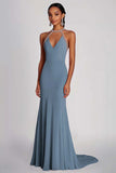Sheath Pink Beaded Halter Long Chiffon Formal Dress