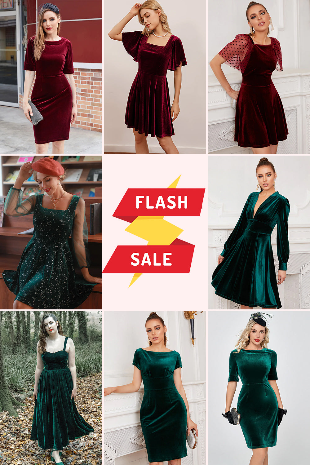 Flash Sale Velvet Cocktail Party Dress (1 pc - Random Style & Color)