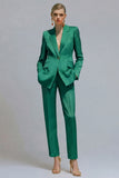 Fresh Emerald Notched Lapel 2-piece One Button Women's Work Suits