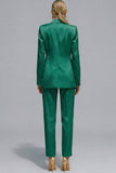 Fresh Emerald Notched Lapel 2-piece One Button Women's Work Suits
