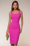 Navy Square Neck Bodycon Midi Work Dress