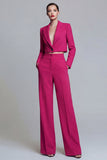 Burgundy Peak Lapel One Button 2-piece Women's Work Suits