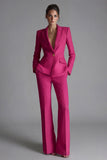 Blue Peak Lapel 2-piece One Button Women's Work Suits