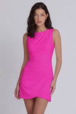 Ivory Bodycon Round Neck Ruched Mini Dress