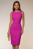 Ivory Bodycon Bateau Neck Midi Work Dress with Sleeveless