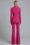 Navy Shawl Lapel 2 Piece Single Breasted Women's Work Suits