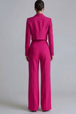 Burgundy Peak Lapel One Button 2-piece Women's Work Suits