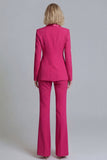 2 Piece Fresh Emerald Shawl Lapel Double Breasted Women's Work Suits