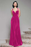 Black A-Line Velvet Long Formal Dress
