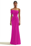 One Shoulder Mermaid Pleated Dark Green Long Formal Dress