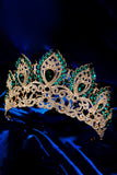 Luxury Crystal Prom Queen Pageant Golden Crown Tiara