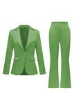Grey Pink Peak Lapel Satin Slim Fit Women Suits
