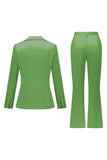 Grey Pink Peak Lapel Satin Slim Fit Women Suits