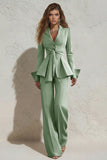 2 Piece Ivory Peak Lapel Slim Fit Women's Work Suits
