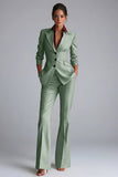 Kahki Single Breasted Nothed Lapel Women's Work Suits
