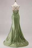Fuchsia Mermaid Cut Out Satin Pleated Bowed Long Prom Dress with Slit