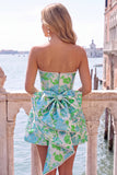 Sweetheart Pink Flower A-Line Jacquard Pearls Homecoming Dress with Bow