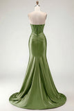 Sweetheart Burgundy Mermaid Beaded Corset Plus Size Long Prom Dress with Slit