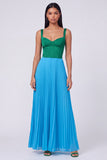 Orange and Fuchsia A-Line Pleated Maxi Dress