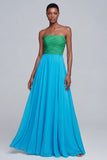 Pink Strapless A Line Ruched Long Formal Dress