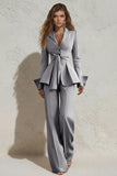 2 Piece Ivory Peak Lapel Slim Fit Women's Work Suits