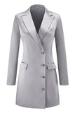 Champagne Peak Lapel Satin Midi Work Dress