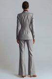 Kahki Single Breasted Nothed Lapel Women's Work Suits