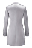 Champagne Peak Lapel Satin Midi Work Dress