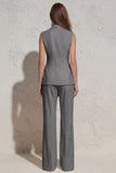 White Notched Lapel Ruched Slim Fit Long Women Suit