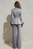 2 Piece Ivory Peak Lapel Slim Fit Women's Work Suits