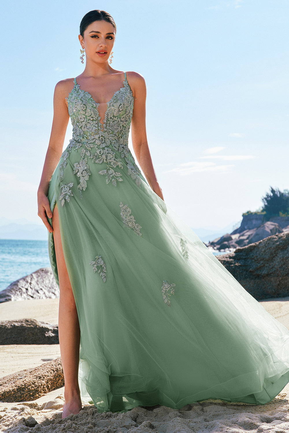 Zapaka Women Dark Green Long Prom Dress A Line Spaghetti Straps Formal Dress with Criss Cross Back ZAPAKA Zapaka Women Dark Green Long Prom Dress A Line Spaghetti Straps Formal Dress with Criss Cross Back ZAPAKA