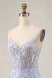 Blue Appliqued Homecoming Dress with Sequins