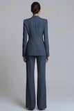 Blue Peak Lapel 2-piece One Button Women's Work Suits