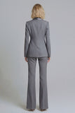 2 Piece Fresh Emerald Shawl Lapel Double Breasted Women's Work Suits