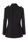 Black Beaded Applqiued One Button Shawl Lapel Blazer