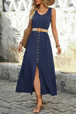 Army Green A Line Summer Dress with Belt