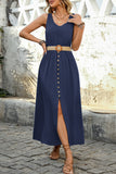 Army Green A Line Summer Dress with Belt