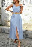 Army Green A Line Summer Dress with Belt
