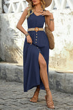 Army Green A Line Summer Dress with Belt