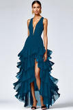 Black V Neck Long Formal Dress With Slit