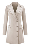 Champagne Peak Lapel Satin Midi Work Dress