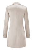 Champagne Peak Lapel Satin Midi Work Dress