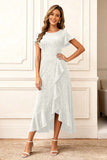 Glitter Black A Line Ruffle Holiday Party Dress with Sleeves